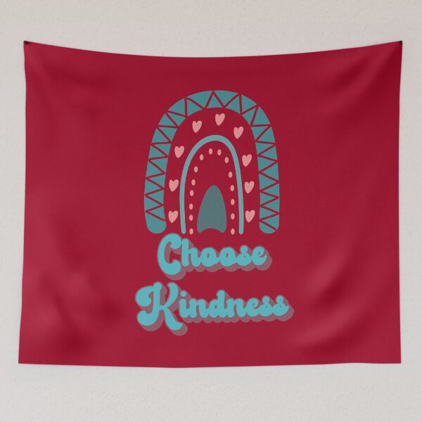 Item preview, Choose Kindness Vintage Retro Boho Rainbow Positivity on Burgundy  designed and sold by Itaya Art.