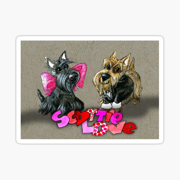 Valentine's day, Scottie, Scottish terrier, love, greeting card, card Sticker