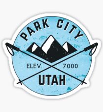 PARK CITY UTAH BERGE SKIFAHREN SNOWBOARD CROSSED SKIS 3 Sticker