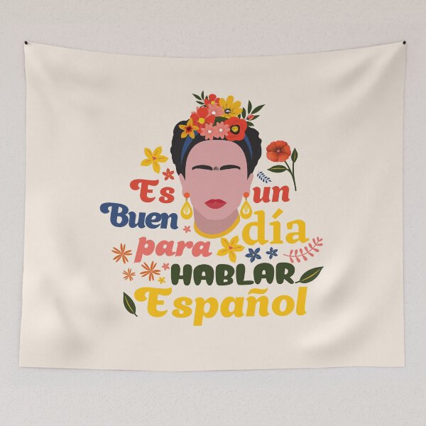 Item preview, Floral Frida Kahlo "Es un buen día para hablar español" for Spanish Teacher, Spanish Class or Hispanic Heritage Month. designed and sold by CarolsClassroom.