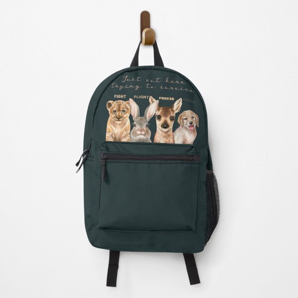 Item preview, Just out here trying to survive... fight, flight, freeze, appease. Lion cub, bunny rabbit, deer, puppy labrador, paintings. designed and sold by Orianah.