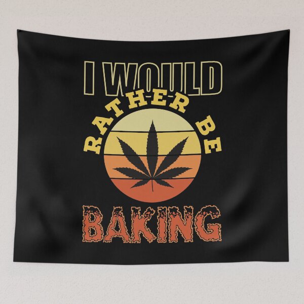 Item preview, Retro Vintage Sunset Orange Pot leaf-I would rather be baking designed and sold by YomeHayin.