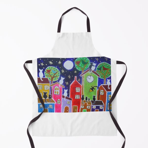 Item preview, Cats Moon Gazing on Qukry Colourful Roofs designed and sold by Casimirasart.