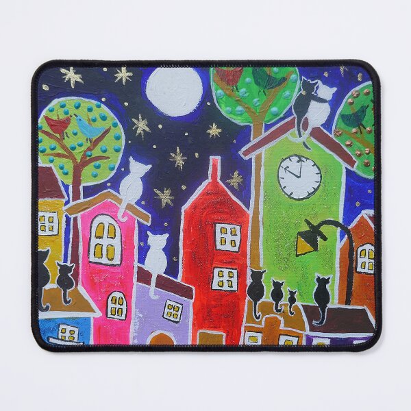 Item preview, Cats Moon Gazing on Qukry Colourful Roofs designed and sold by Casimirasart.