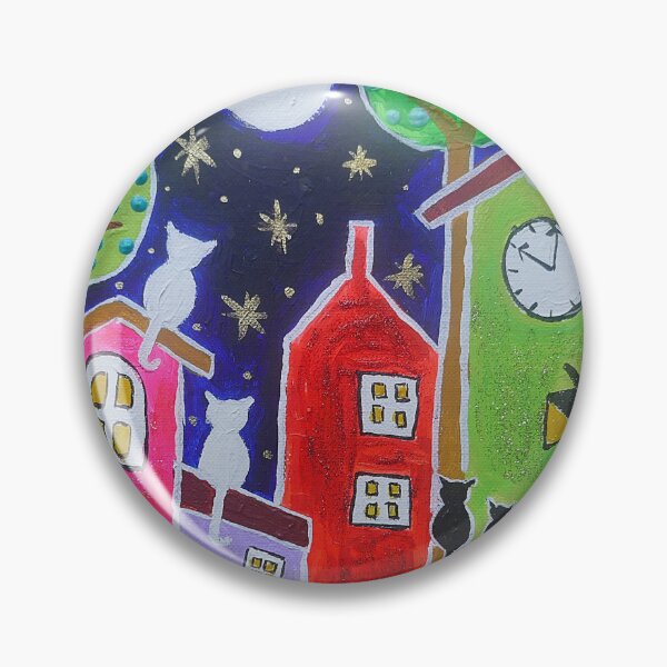 Item preview, Cats Moon Gazing on Qukry Colourful Roofs designed and sold by Casimirasart.