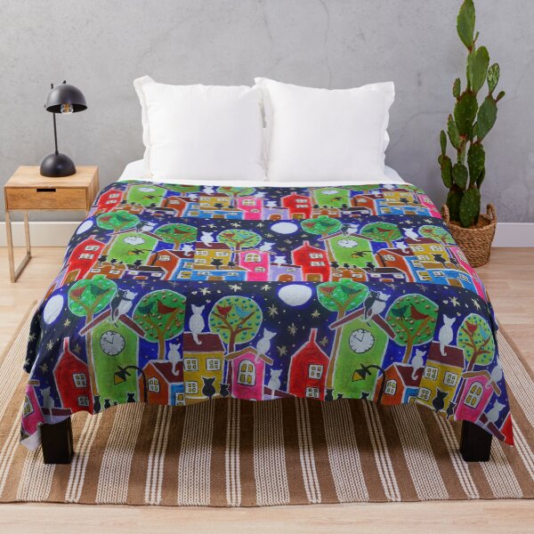 Item preview, Cats Moon Gazing on Qukry Colourful Roofs designed and sold by Casimirasart.