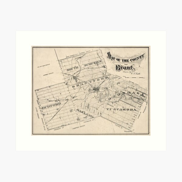 Item preview, 1875 Vintage Map of Brantford, Brant County, Ontario designed and sold by Gin  Neko.