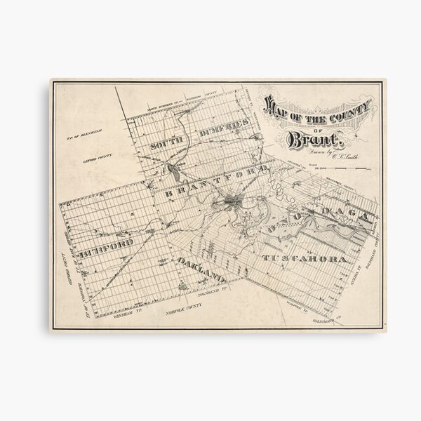 Item preview, 1875 Vintage Map of Brantford, Brant County, Ontario designed and sold by Gin  Neko.