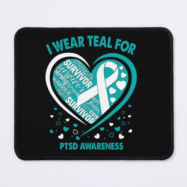 Item preview, I Wear Teal For PTSD Survivor Heart Ribbon designed and sold by heppenp.