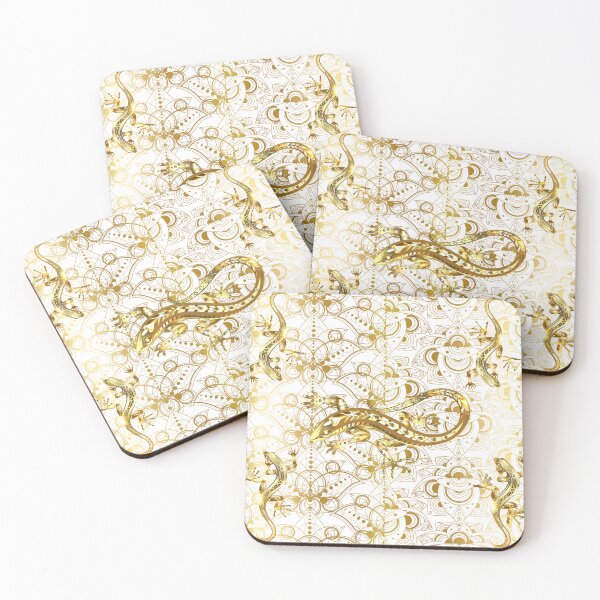 Item preview, Golden Patterned Lizards on Golden Ornaments Background designed and sold by branaghbel.