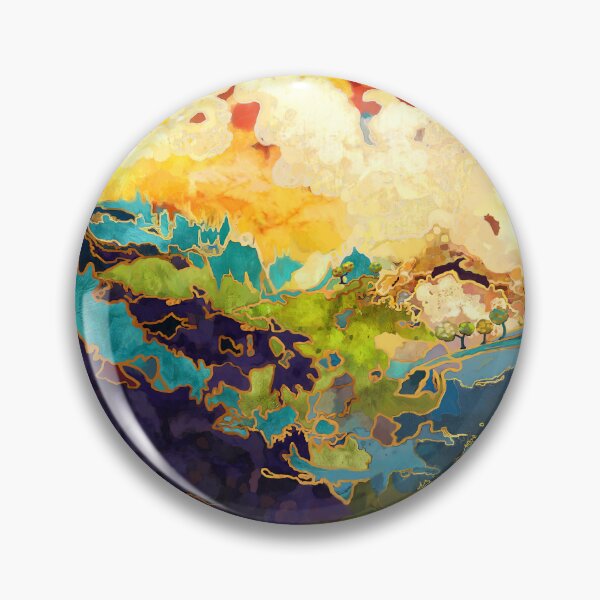 Item preview, Colorful, abstract landscape, hills, lake, trees, clouds designed and sold by Svitac.