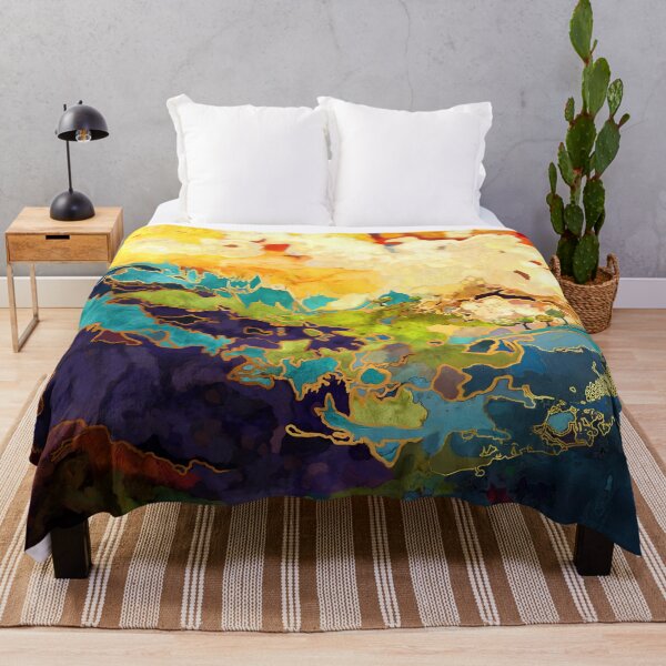 Item preview, Colorful, abstract landscape, hills, lake, trees, clouds designed and sold by Svitac.