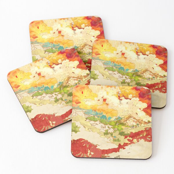 Item preview, Abstract landscape, hills, lake, trees, clouds designed and sold by Svitac.