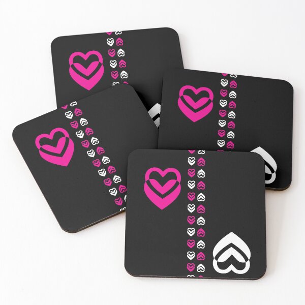 Item preview, Coupled Hearts in Pink 'n White, 2 Rows on Black designed and sold by CoffeeWires.