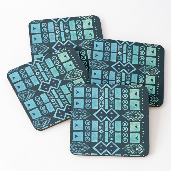 Item preview, Blue Modern African Boho Mudcloth Style Check Patterns designed and sold by Tony Cisse.