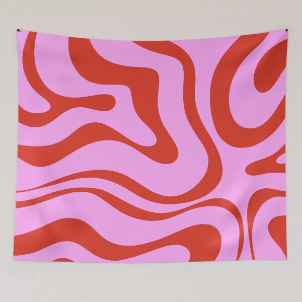Item preview, Modern Retro Liquid Swirl Abstract Pattern Square Red and Pink designed and sold by kierkegaard.