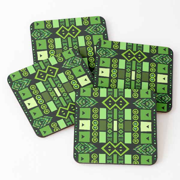 Item preview, Green Modern African Boho Mudcloth Style Check Patterns designed and sold by Tony Cisse.