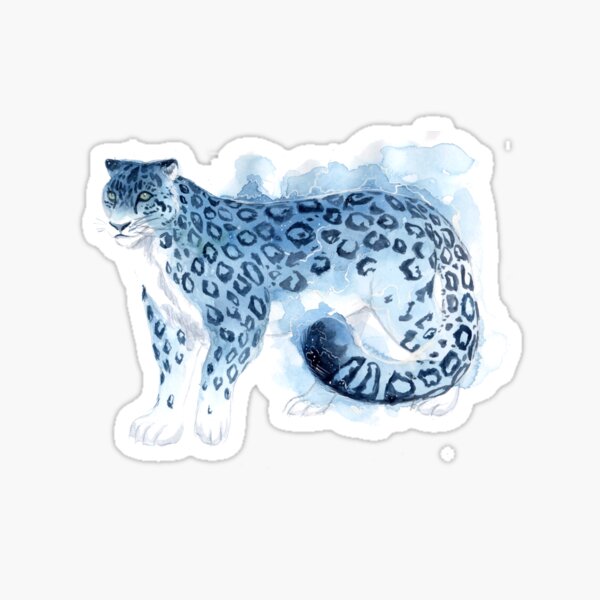 Watercolor Snow Leopard Sticker