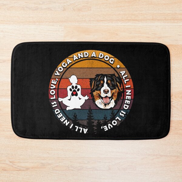 Item preview, All I need is love, yoga and a dog distressed retro sunset dog faces design designed and sold by SamRVstore.
