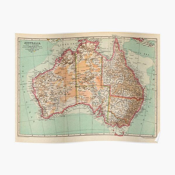 Australia Antique Maps Poster
