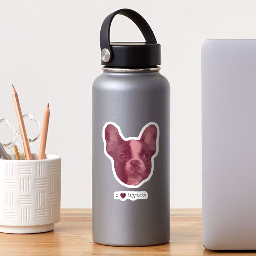 I love my dog - French Bulldog (Pink) Sticker