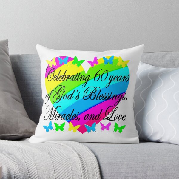 CHRISTIAN 60TH BIRTHDAY GOD'S LOVE DESIGN Throw Pillow