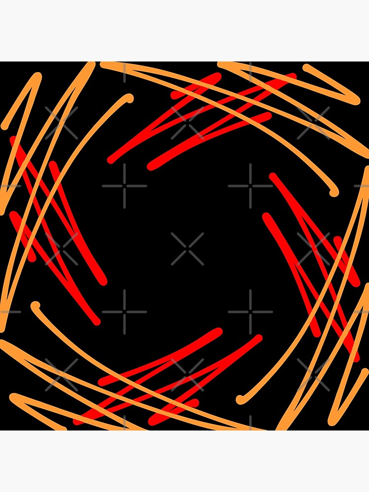 Red Orange Hand Drawn Zig Zag Square Abstract by that5280lady