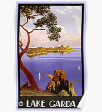 Vintage 1920s Lake Garda Italian travel advert Poster