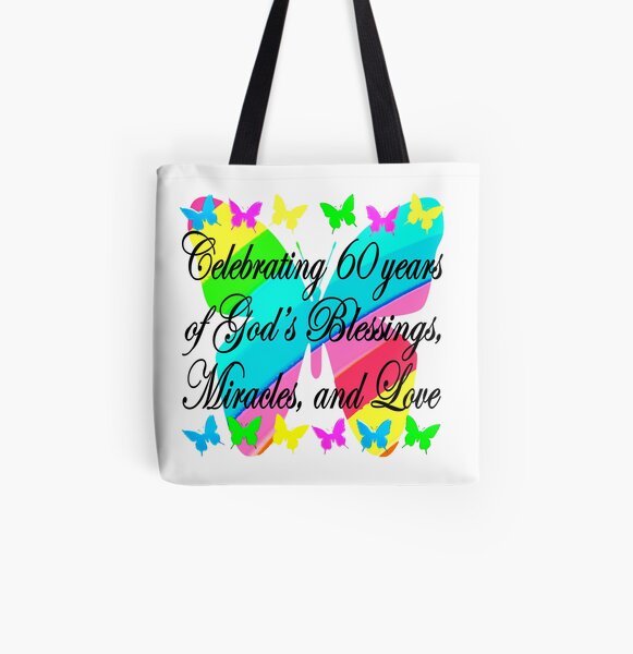 PRETTY 60TH BIRTHDAY BUTTERFLY DESIGN All Over Print Tote Bag