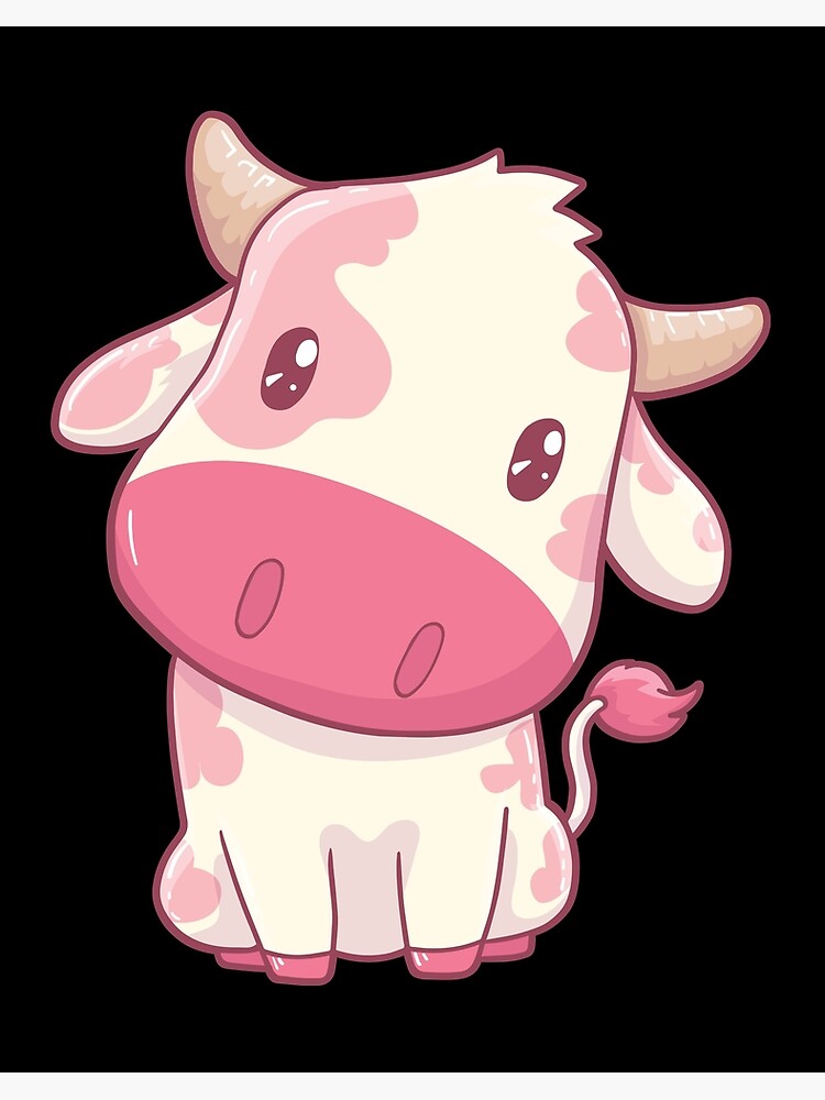 pink strawberry cow | cute pink cow | Art Board Print