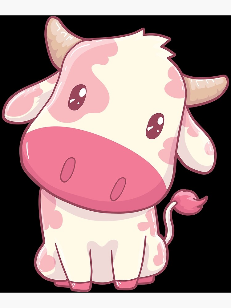 Strawberry Cow kawaii Greeting Card for Sale by MayBK