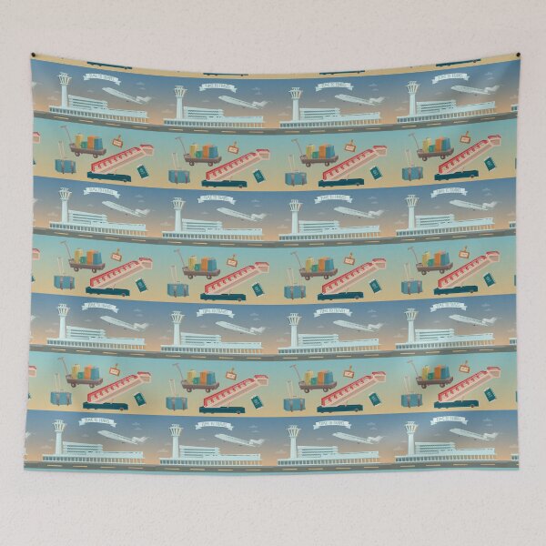 Item preview, Time to Travel by Airplane. Airport with Plane and Different Travel Elements designed and sold by ivector.