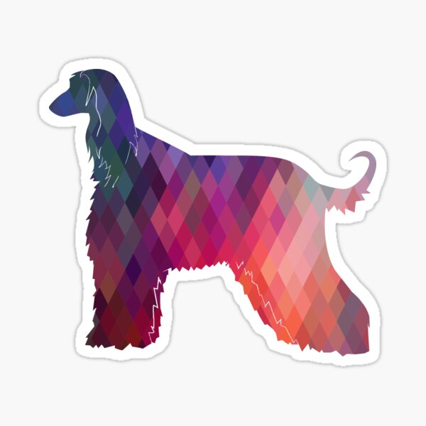 Afghan Hound Geometric Dog Breed Silhouette - Pink Sticker