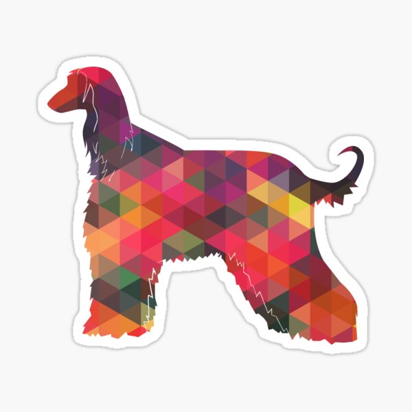 Afghan Hound Geometric Dog Breed Silhouette - Multi Sticker