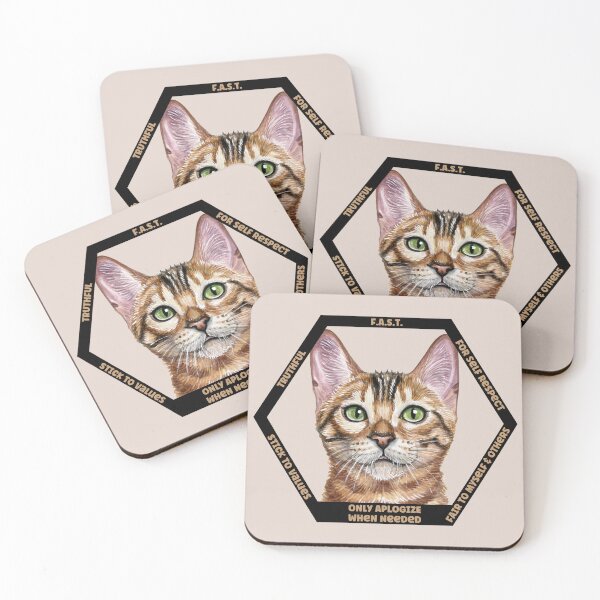 Item preview, Interpersonal Effectiveness: FAST skills prompt. Therapeutic Cats Hexagon Collection designed and sold by Orianah.