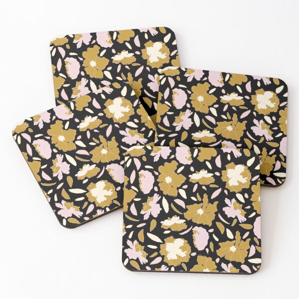 Item preview, Black Boho Mustard Green Camellias  designed and sold by Lozzie Eliza Designs.