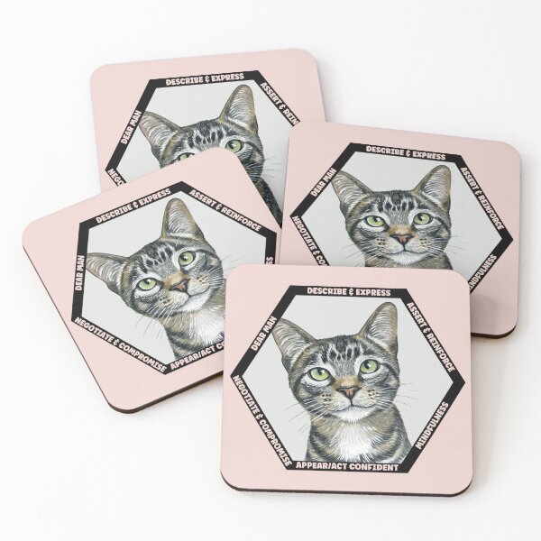Item preview, Interpersonal Effectiveness: DEAR MAN. The Therapeutic Cat Hexagon Collection, symbolizing strength and wisdom designed and sold by Orianah.