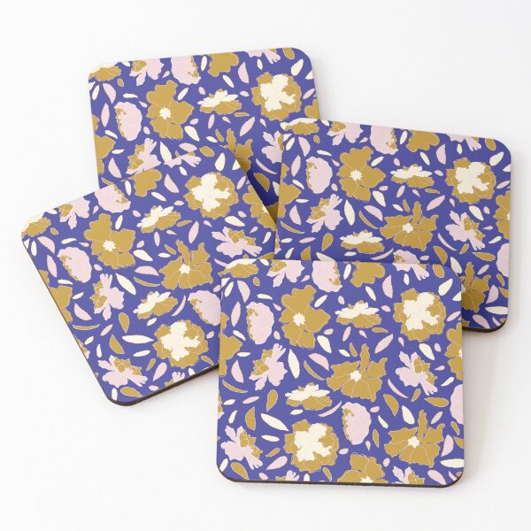 Item preview, Deep Blue Boho Mustard Green Camellias  designed and sold by Lozzie Eliza Designs.