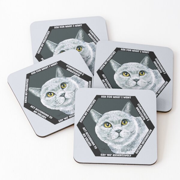 Item preview, Interpersonal Effectiveness DBT skills practice: Assertiveness Skills. The Therapeutic Cat Hexagon Collection, symbolizing strength and wisdom designed and sold by Orianah.