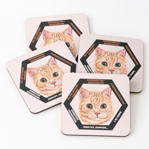 Item preview, Emotion Regulation DBT skills practice: Cognitive Distortions. The Therapeutic Cat Hexagon Collection, symbolizing strength and wisdom designed and sold by Orianah.
