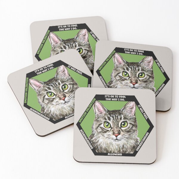 Item preview, Emotion Regulation DBT skills practice: Emotion Validation. The Therapeutic Cat Hexagon Collection, symbolizing strength and wisdom designed and sold by Orianah.