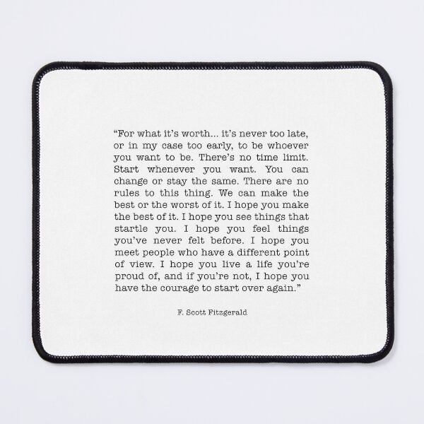 Item preview, F Scott Fitzgerald For What It s Worth Quote Inspirational designed and sold by corbrand.