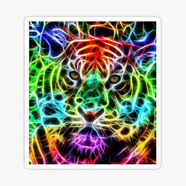 Rainbow stripey tiger art kid's name bag