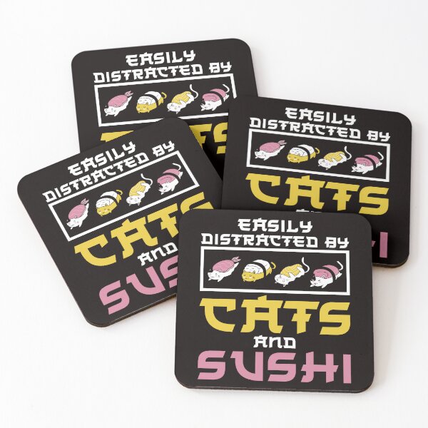 Artikelvorschau, Leicht abzulenkende Katzen Sushi Japan Kitten Anime entworfen und verkauft von TomGiantDesigns.