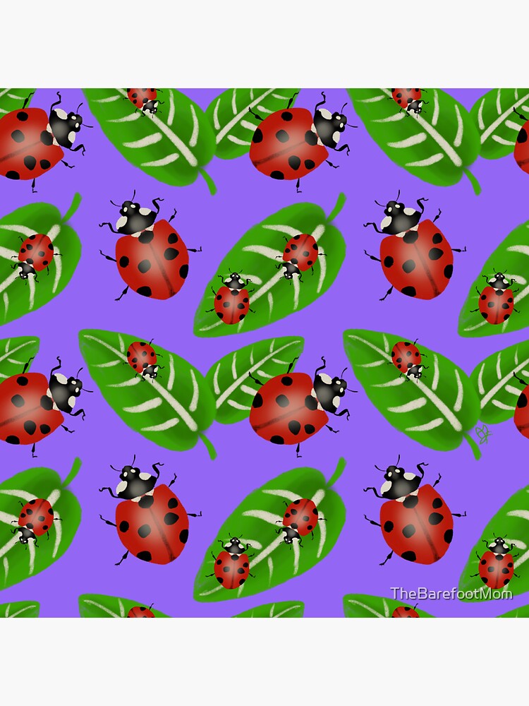 "Leaves and Ladybugs on Purple" Sticker for Sale by TheBarefootMom