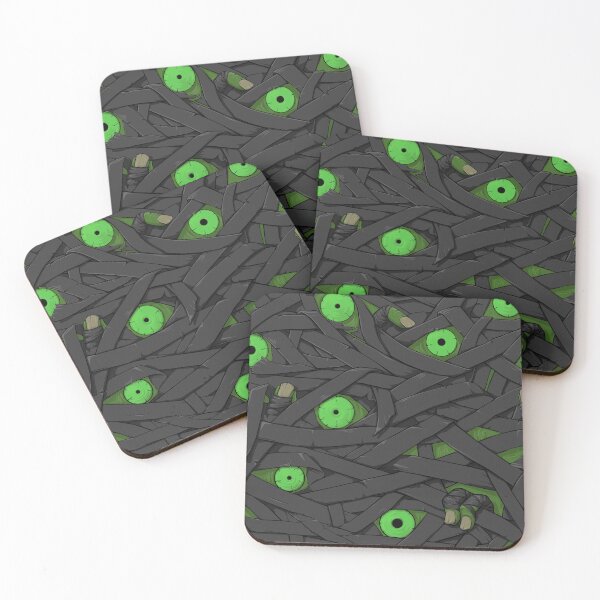 Item preview, Mummy Seamless Pattern - Dark Gray Green Neon Eyes Edition designed and sold by spidericks.