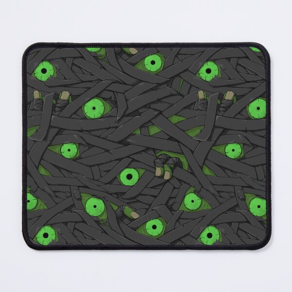Aperçu de l'œuvre Modèle sans couture de momie - édition yeux néon vert gris foncé créée et vendue par spidericks.