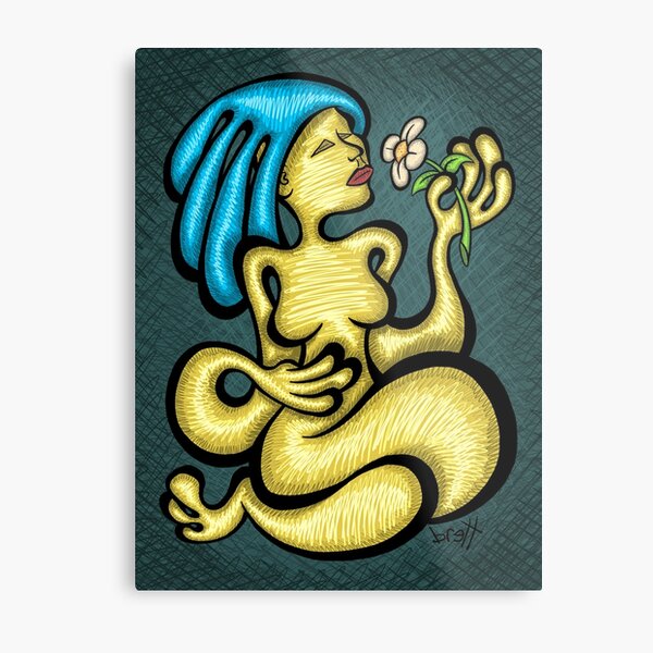 Girl With Flower Metal Print