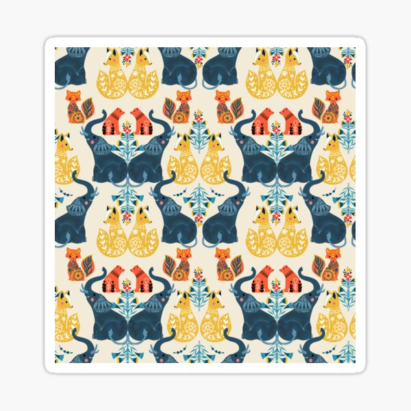 Elephant Fox Bear Floral Sticker For Sale By Mobertsonart Redbubble