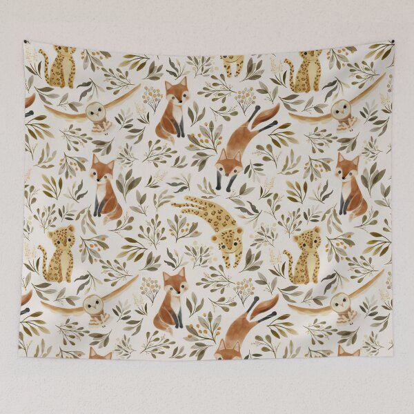 Item preview, Fox Leopard Watercolor Pattern designed and sold by MobertsonArt.